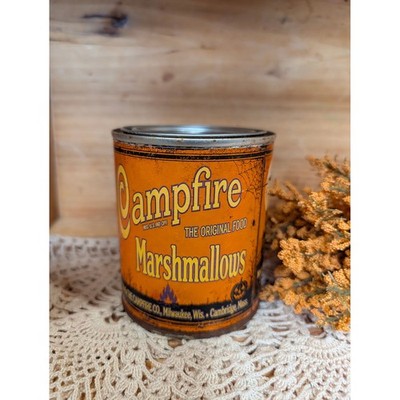 HALLOWEEN Rusty Upcycled Pint Tin - ORANGE CAMPFIRE Marshmallows