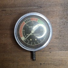 Vintage Engine Vacuum Fuel Pump Pressure Tester Gauge Chrome Bezel Diagnostic
