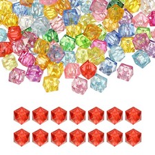 8mm Acrylic Cube Faceted Beads, 300 Pcs Diamond Spacer Beads, Multicolored