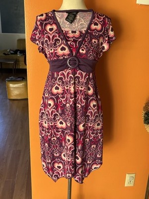 Y2K Style George Girls Belted Valentine Dress Purple And Pink Hearts Size XL
