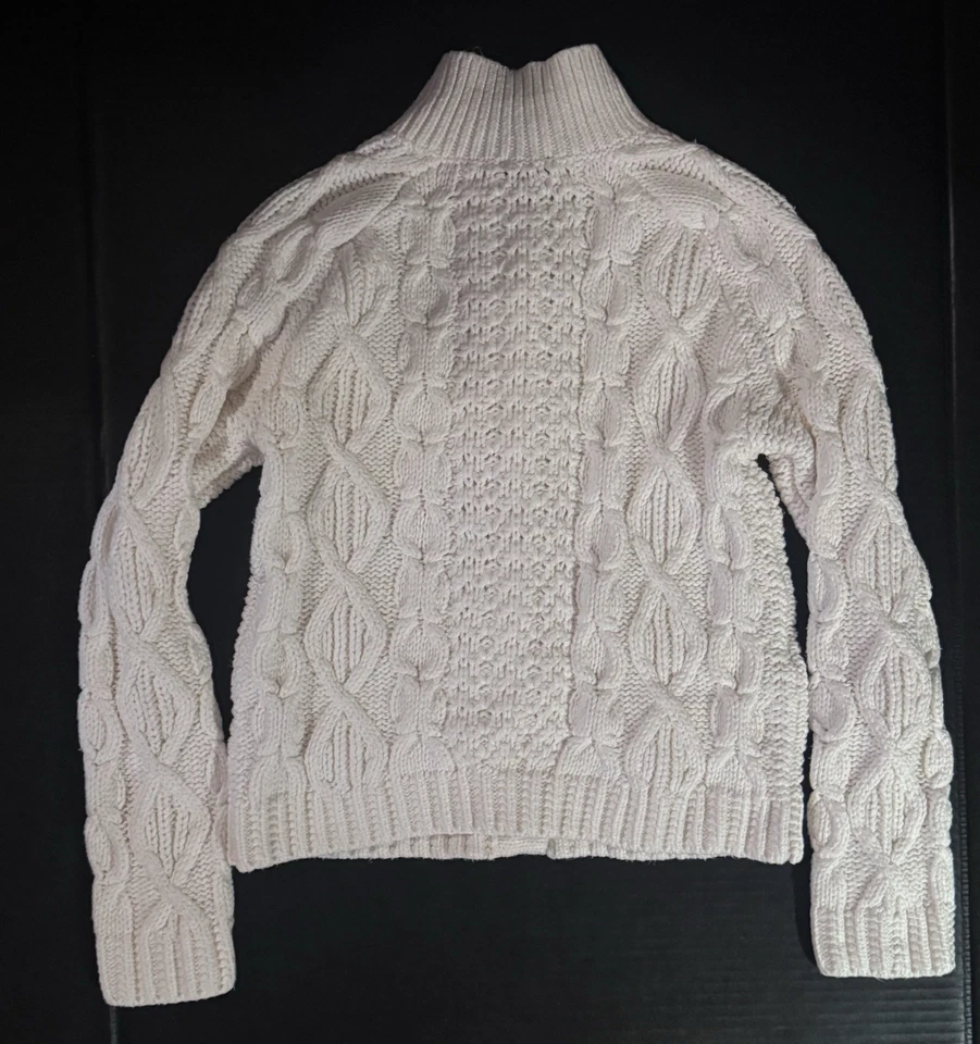 Talbots Women’s Sweater Cable Knit Mockneck Cardigan Petite Small Cozy Chunky - Image 4 of 4