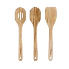 Chef Pomodoro Bamboo Cooking Utensils 3-Piece Set, Large 12.5-Inch Wooden Spa...