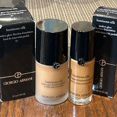 Giorgio Armani Luminous Silk Perfect Glow Flawless Foundation 2 BOTTLES #10 dark