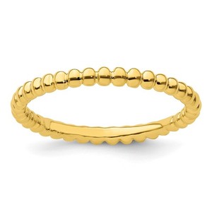 Authentic Sterling Silver Stackable Expressions Gold-plated Beaded Ring Size 10