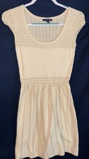 American Eagle Outfitters Womens S Small Ivory Knit Dress Cap Sleeve Metallic