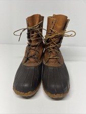 Vtg LL BEAN Duck Boots Hunting 8 Eyelet Brown Tall Sz 10 Wide Men’s MADE IN USA