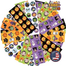 ArtCreativity 1000 Assorted Halloween Stickers for Kids, 100 Red, Green,