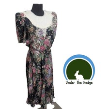 Vtg Sweet Miranda Multi Floral Lace Collar Dress Sz 12 F1 Grunge Cottagecore