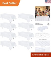 8 Pack White Tablecloth 60 x 102 Inch Rectangular Table Cloth for 6 Foot Rect...