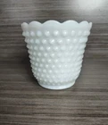 Vintage Fire-King Milk Glass Hobnail Planter Vase Bowl 4.5” Tall