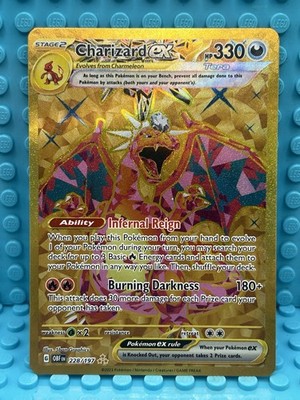 Pokémon TCG Charizard ex 228/197 Gold Obsidian Flames NM