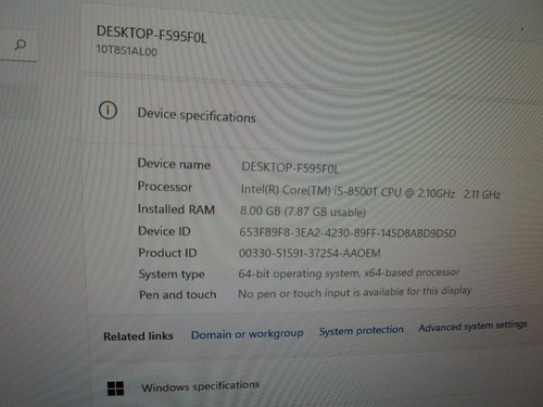 Lenovo ThinkCentre M720q Core i5-8500T 2.10GHz 8GB 128GB SSD W11 Mini Pc (V2781) - Picture 2 of 7