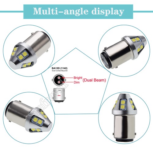 2X 10V-60V DC LED ROJO BLANCO BA15D 1142 DOBLE HAZ PARADA COCHE COLA BRKAE BOMBILLA LATERAL - Imagen 6 de 7