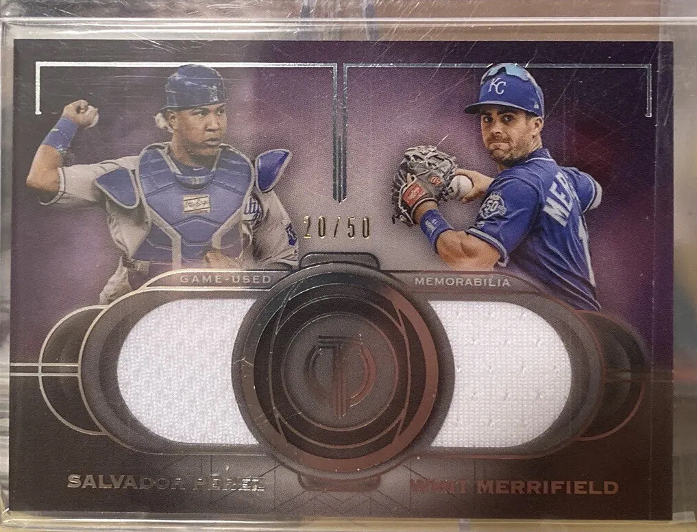 2019 Topps Tribute Dual Relics /50 Whit Merrifield Salvador Perez #DR-PM