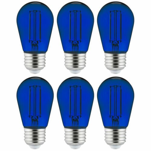 6PK LED Blue Outdoor, Shatterproof String Light, Clear Filament Edison Vintage - Picture 2 of 2