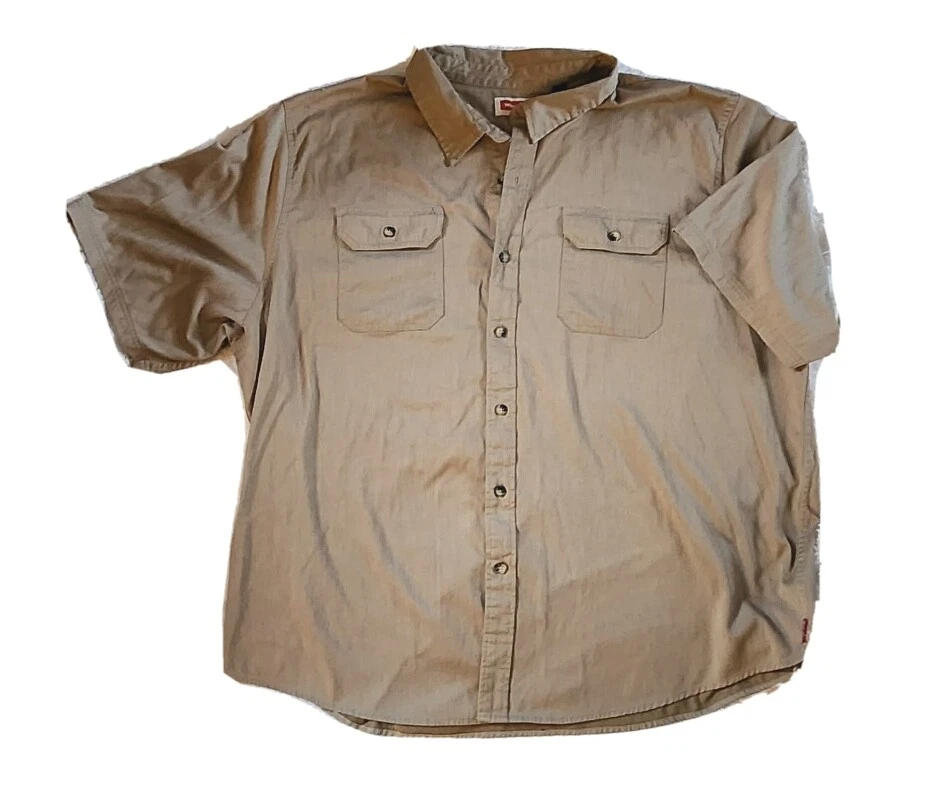 Tan short sleeve button up shirt store
