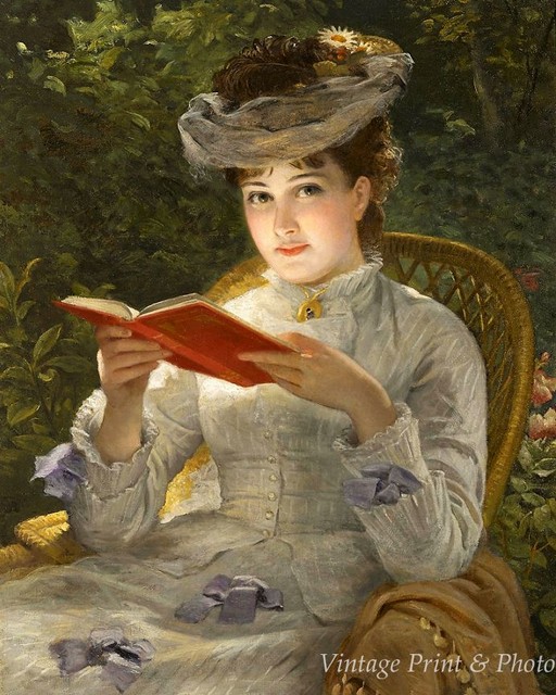 A Summer Beauty Victorian Woman Lady Reading Book Garden 8x10 Print 0681 Ebay
