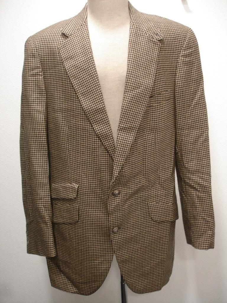 Men's 40L Jos A Bank Black Tan Houndstooth Hacking Suit Men's 40L Jos A Bank Black Tan Houndstooth Hacking Suit