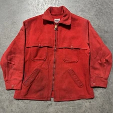 VTG 80s Woolrich Wool Full Zip Double Cape Mackinaw Jacket Distressed 44 M USA