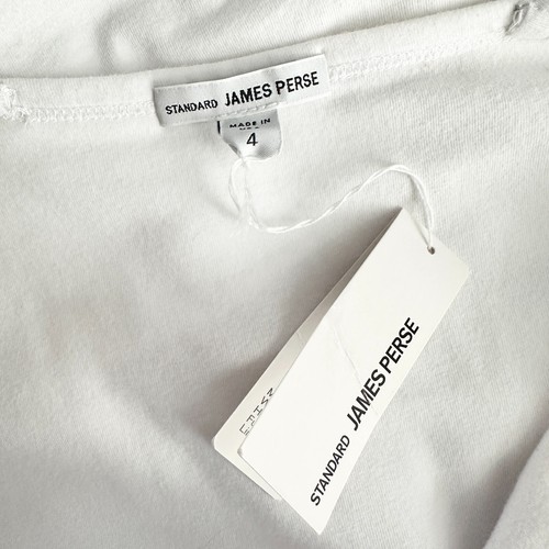 James Perse Dress Women 4 - XL White Ruched Midi Cotton Deep V-neck Bodycon NWT - Picture 9 of 10