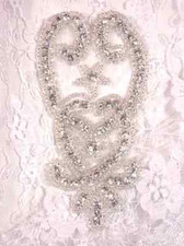 ACT/XR28/B Crystal Clear Beaded Rhinestone Applique 4" Sewing Crafts Motif