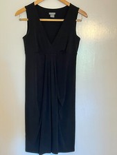 Ann Taylor Slinky Black Dress Short sleeves V neck size XS Petites