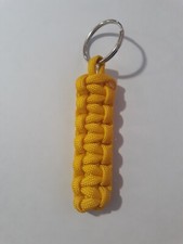 Paracord keychain, cobra weave - YELLOW keychain 3 in. Made in USA