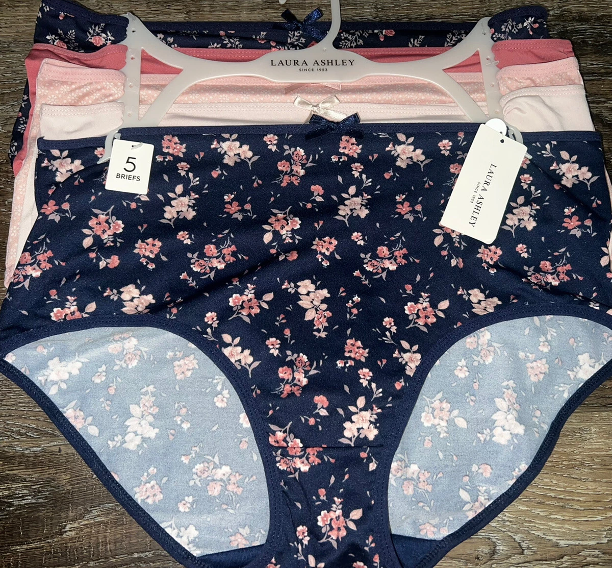 Laura Ashley ~ Women's Brief Underwear Panties Floral 5-Pair Polyester (T)  ~ 2X