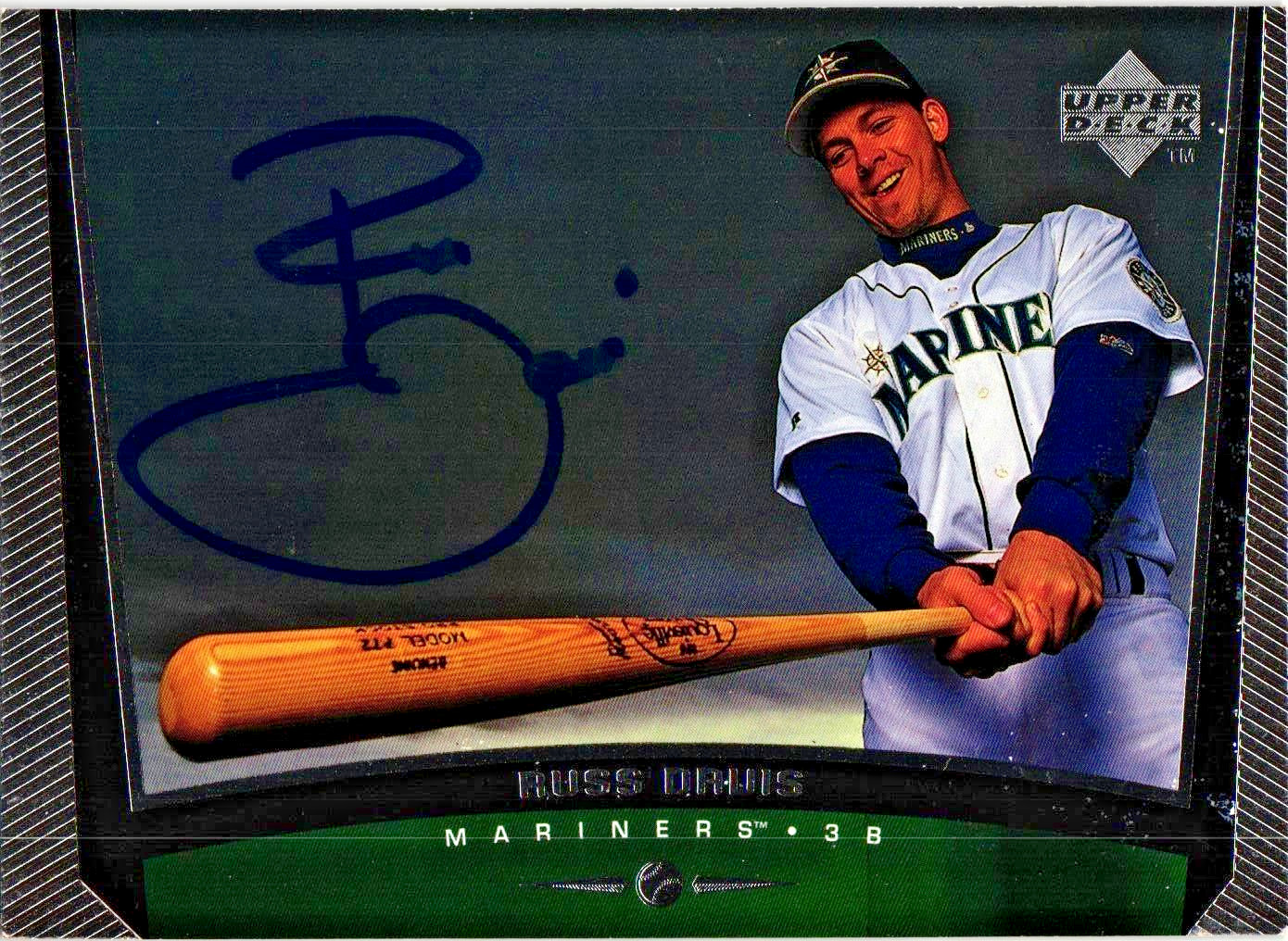 #203 Russ Davis Signed 1999 Upper Deck MLB Baseball Card AUTO Mariners