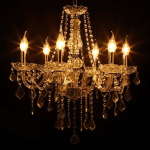 Elegant Crystal Candle Chandelier 6 Arms Pull Net Downlight