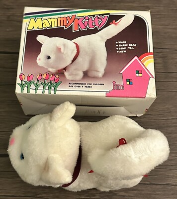 RARE!! MAMMY KITTY Walking Talking White Cat By Jamina Taiwan 1986 NOT WORKING