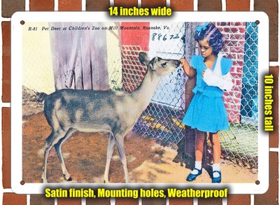 METAL SIGN - Virginia Postcard - Pet Deer at Children's Zoo On Mill Mountain, R