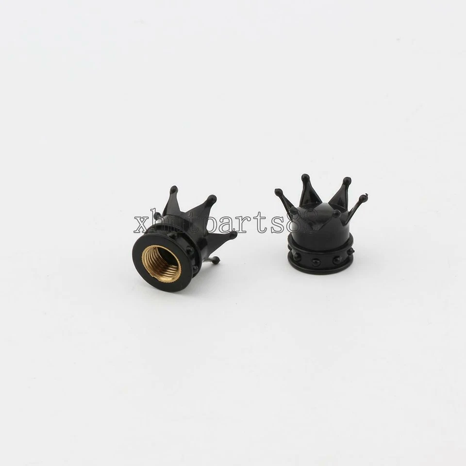 2x Universal Black Crown Tire / Wheel Air Stem Valve Caps for car-truck-hot rod - Image 3 of 4