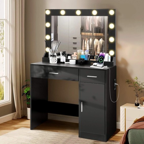 LED Schminktisch Frisiertisch mit 2/5 Schubladen und Steckdosen 1 Schrank Modern - Bild 15 von 67