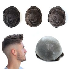 Toupee Hairpieces Invisable Super Thin Skin Male Wig Real Human Hair System 8x10