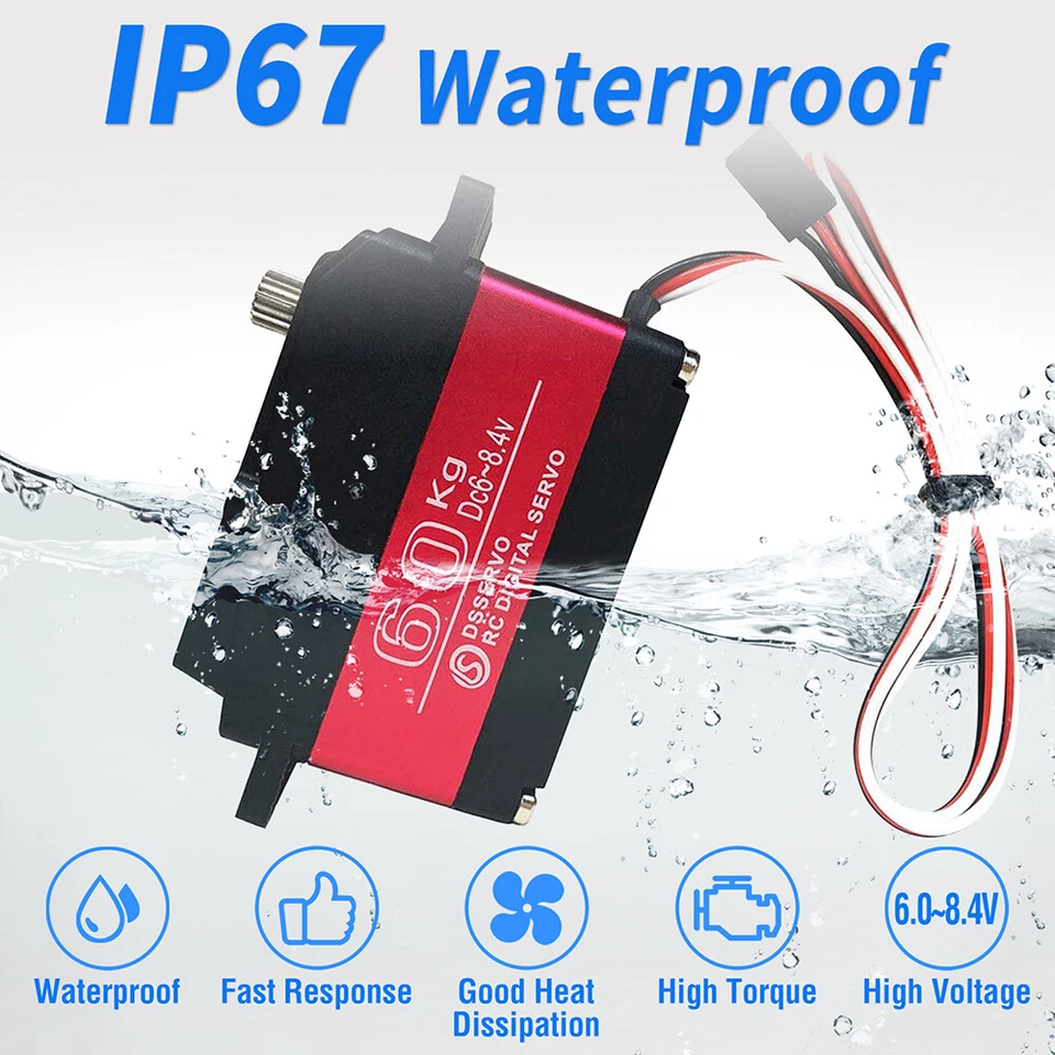 60KG Digital Servo Metal Gear Großes Drehmoment für 1/5 Redcat HPI Baja RC Car - Bild 2 von 4