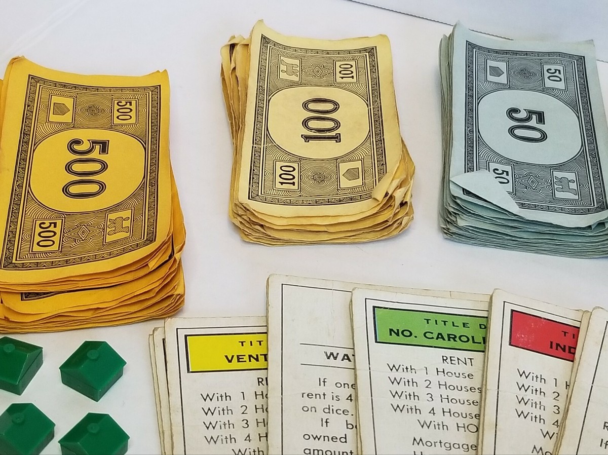 Vintage MONOPOLY Board Game Replacement Parts Approx 343 Pieces