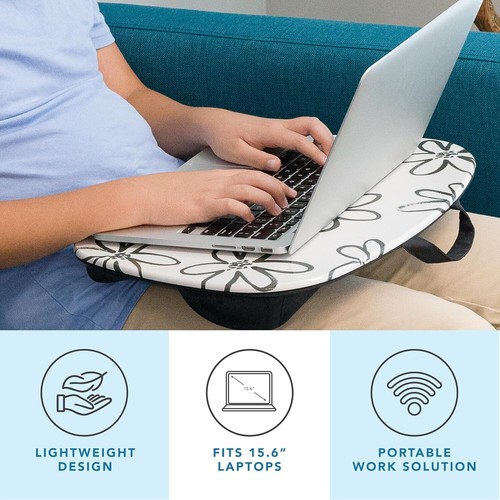 Chic Portable Lap Desk with Cushion - Ideal for 15.6" Laptops, Fun Floral Design - Afbeelding 4 van 9