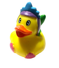 FREE SHIP MERMAID WITH PINK SHELL BIKINI AND BLUE CROWN CRUISING RUBBER DUCK 2"