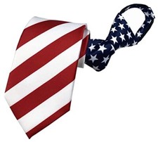 Mens Zipper Tie Business Wedding One Size Red Blue and White American Flag