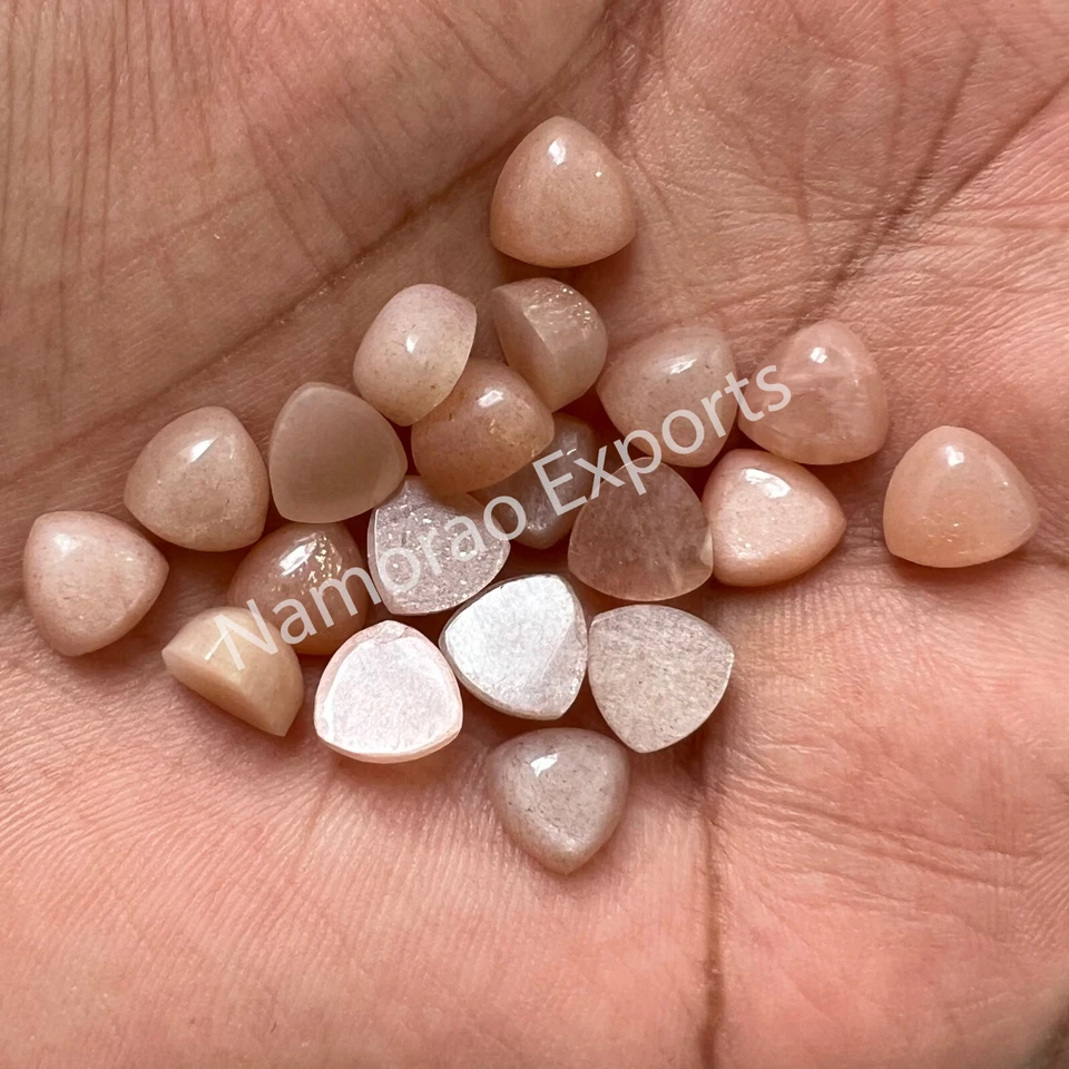 Natural Peach Moonstone Trillion 6x6 mm to 20x20 mm Cabochon Loose Gemstone Lot - Image 2 of 4