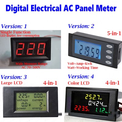 AC 110V 220V Digital LCD AC Voltmeter LED Voltmeter Volt Amp Watt Combo Meter 