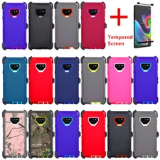 For Samsung Galaxy Note 9 Case w/ Tempered Screen (Clip Fits Otterbox Defender)