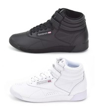Reebok Freestyle Hi Womens Classic Trainers Hi-Top Sneakers Black or White
