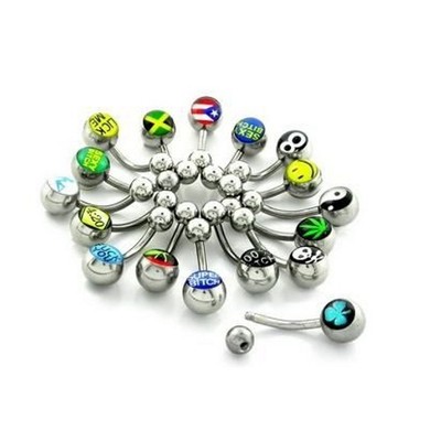 SeXy Logo´s Sprüche Bauchnabel-Piercing Schmuck Silber Design Kugel Ø 5 x 8mm