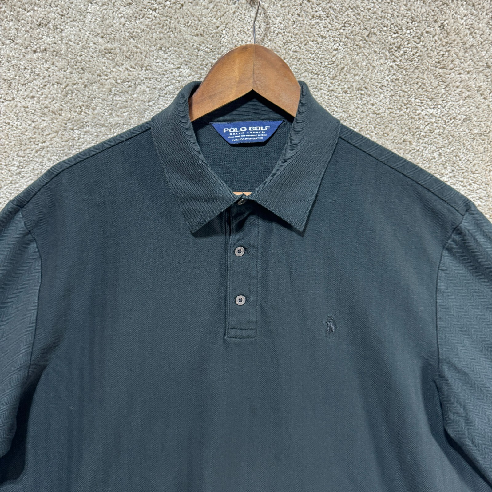 Ralph Lauren Polo Golf Camicia Uomo Grande Blu Pima Cotone Manica Corta Pony Logo