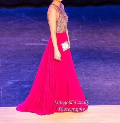 magenta and silver dress PS26435C