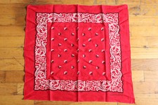 Vtg COLOR FAST ALL COTTON UNION MADE USA RN 15895 RED Bandana Selvedge 3 Side