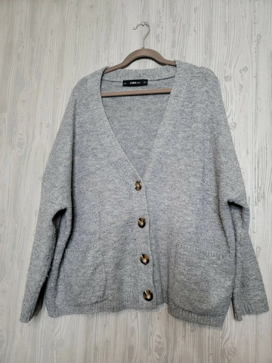 Zara Grey Grandpa Oversized Button Front Cardigan S