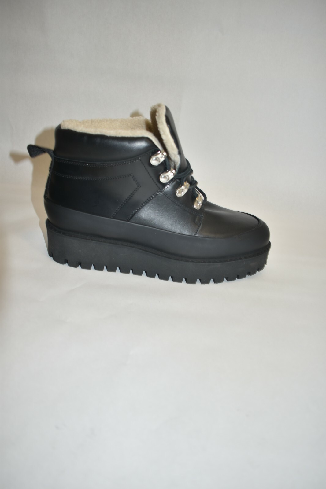 New! GANNI Leather Platform Hiking Ankle Boots Size 40 EU 10 US image 3